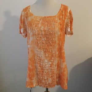 Chico’s ruffle front tissue t shirt short sleeved